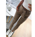 New 2018 fashion winter women suede pants style ladies Leather bottoms female trouser Casual pencil pants high waist trousers