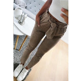 New 2018 fashion winter women suede pants style ladies Leather bottoms female trouser Casual pencil pants high waist trousers