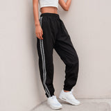 HOUZHOU Fashion Side Stripe Letter Pants Women 2019 Summer High Waist Pencil Streetwear Cargo Jogger Harajuku Sweatpants