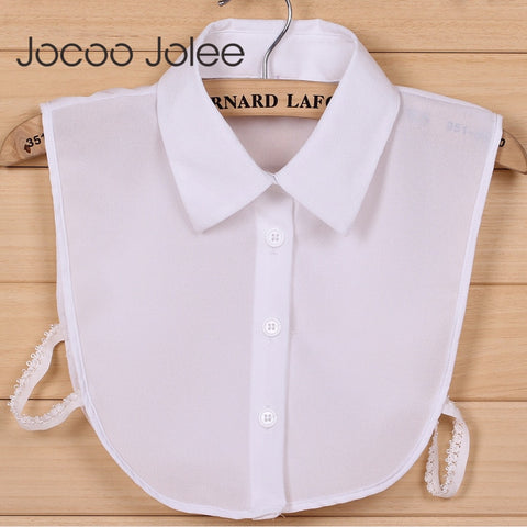 Jocoo Jolee 1PC Women Solid Shirt Cotton Lace False Collars White & Black Blouse Vintage Detachable Clothes Accessories